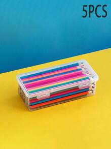 1 pièce/3 pièces/5 pièces Étui à crayons transparent grande capacité - Boîte de rangement en plastique à couvercle articulé, adaptée pour les fournitures scolaires et de bureau, organisation de bureau
