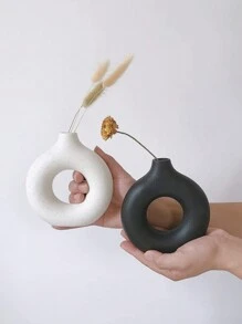 1 件波西米亚风格白色花瓶，适合蒲苇，非常适合婚礼和家居装饰，非常适合作为客厅、卧室、咖啡桌的圆形中心装饰 - 彩色 - 查看 2