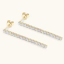 XUJIA 1 Pair 925 Silver 2.5mm(0.06CT*30pcs) Round Moissanite Earrings For Women, Long Tassel Fashion Earrings, Wedding Earrings For Brides Bridesmaid Jewelry Gifts Comes With 1pc 2.5mm Moissanite GRA Certificate