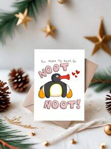 1 st. speelse Noot Noot leuke pinguïn wenskaart met envelop en sluitsticker - perfect voor veelzijdige gelegenheden verjaardag, jubileum, vrijgezellenfeest, vriendschapsdag,
