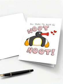 1 st. speelse Noot Noot leuke pinguïn wenskaart met envelop en sluitsticker - perfect voor veelzijdige gelegenheden verjaardag, jubileum, vrijgezellenfeest, vriendschapsdag,