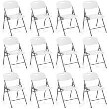 Lifezeal Folding Chairs Set Of 4/8/12 HDPE Plastic Chairs With Metal Frame For Home Office - White - 12 Pieces - View 1