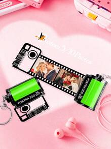 1pc Custom Film Photo Keychain For Couple, Personalized Couple Photos Film Roll Keychain, Custom Camera Film Keychain, Custom Keychain With Picture, Customized Photo Keychain Reel Album Photo Couple Gifts, Custom Camera Roll Gift, Camera Film Roll Keyring For Couple, Personalized Custom Camera Film Roll Keychain With Colorful, Gift For Best Friend, Mother's Day Gift, Memory Gift Gift For Girlfriend/Boyfriend