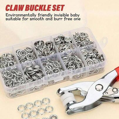 50 szt./zestaw Metal Zatrzaski Guziki Z Szczypce I Pudełko do przechowywania , Idealny Dla Majsterkowanie , Odzież , Kapelusze I Szycie