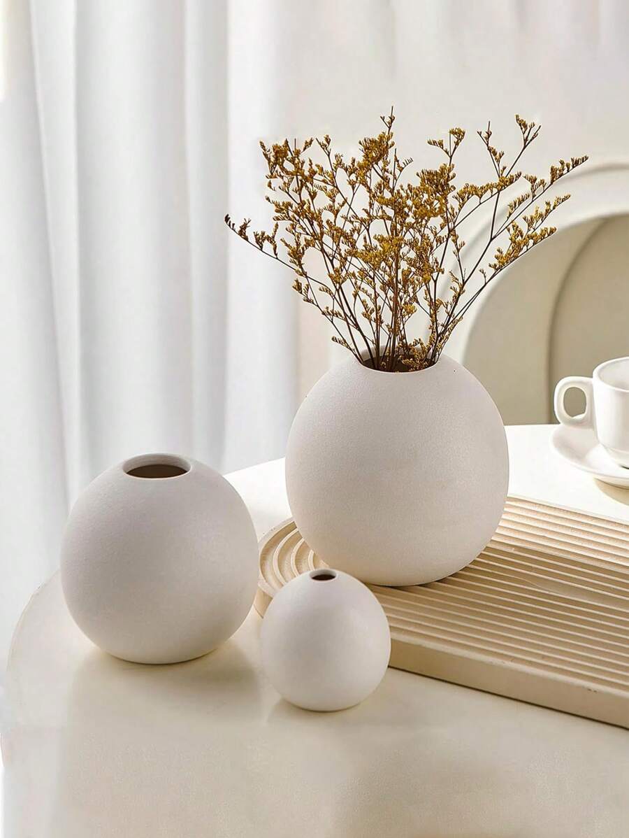 1pc/3pcs Round Vase Ornament Ins Nordic Round Vase Modern Simple Round Vase Decoration Ornament Round Vase Dry Flower Desktop Home Entrance Flower Arrangement Decoration Flower
