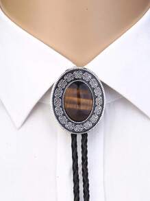 1pc Adjustable Navajo Style Gemstone Bolo Tie Necklace, Western Cowboy Bolo Tie Shirt Collar Accessory For Men And Women, Casual Party Wedding Best Gift - Gem - View 25