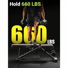 Yoleo Adjustable Weight Bench For Full Body Workout; Foldable Bench Press Bench Of Home Gym Strength Training; Incline Decline Flat Utility Workout Bench With Quick Folding& Fast Adjustment (Black) - 1 - View 2