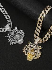 3D 老虎吊坠项链，展现皇家风采，嘻哈链，3D 立体效果，百兽之王，闪闪发光，镶有钻石，各种款式适合不同场合，链，奢华设计，圣诞节，新年，情人节，节日礼物 - 多色/多款 - 查看 11