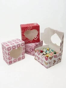 5pcs/10pcs Heart-Shaped Baking Boxes With Window, Suitable For Cakes, Cookies, Sweets, Chocolates, Strawberries, Pies, Doughnuts, Muffins, Cupcakes, Valentine's Day - Paper - View 4