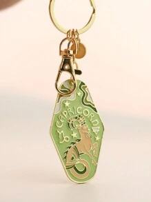 1 pièce Porte-clés signe du zodiaque Bélier/Taureau style bohème, anneau de clé d'hôtel en métal émaillé, cadeau parfait pour la famille, les amis, les collègues, les partenaires, les anniversaires, les accessoires de voiture, les breloques de sac, l'école, le style gothique mignon Y2K