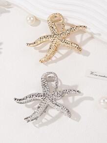 超大金属海星发夹复古海星发夹，高端发夹发饰，海洋风格发夹发夹发夹发夹发夹发夹，学校用品，学院秋冬发夹发饰女士度假装扮 - 彩色 - 查看 3