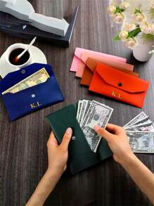 [Aangepast] Gepersonaliseerde PU Kunstleren Geld Envelop Portemonnee, Herbruikbare Geld Envelop Portemonnee Voor Geldverdeling, Minimalistische Effen Kleur Lange Portemonnee, Modieuze Casual Portemonnee, PU Kunstleren Multifunctionele Kaarthouder, Kaarthoes Envelop Kaarthouder, Geschikt Voor Zowel Mannen Als Vrouwen