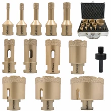 Gold 1/5/6/8/12PCS Set M14 Thread Dry Vacuum Brazing Marble Masonry Drilling Saw Diamond Drill Bit, Suitable For Ceramic Tiles, Granite And Marble - Multicolor - View 4