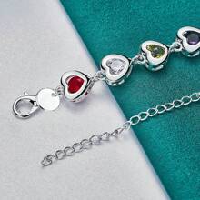 925纯银镀层优雅串珠手链链精美水晶石吊坠珠宝时尚女士婚礼可爱 - 銀色 - 查看 4