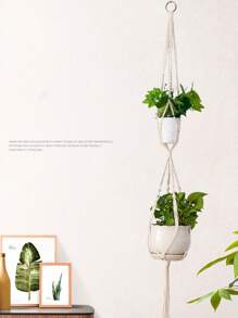 1pc Handwoven Planter Hanging Basket Net, Heavy Duty Macrame Plant Holder For Indoor&Outdoor Balcony, Bohemian/Nordic Style Thickened Plant Pot Hanging Mesh