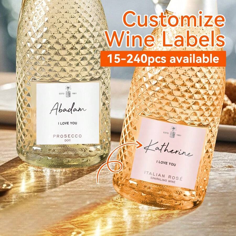 Personalized Waterproof Clear Wine Bottle Stickers For Weddings, Anniversaries, And Special Occasions-Custom Vinyl Label For Prosecco, Champagne, And Spirits-, And Easy To Apply-Premium Quality