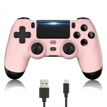[Upgraded] Wireless Controller For P-S4 Romote Compatible With P-S4/Slim/Pro/Windows PC, Controller For P-S4 With 3.5mm Audio Jack, Touch Pad, Six Axis Motion Control, Charging Cable - 粉色 - 查看 1