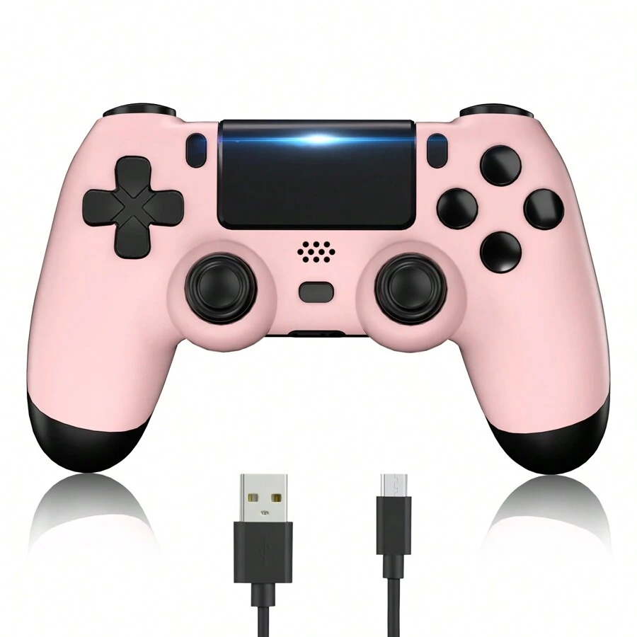 [Upgraded] Wireless Controller For P-S4 Romote Compatible With P-S4/Slim/Pro/Windows PC, Controller For P-S4 With 3.5mm Audio Jack, Touch Pad, Six Axis Motion Control, Charging Cable - 粉色 - 查看 1