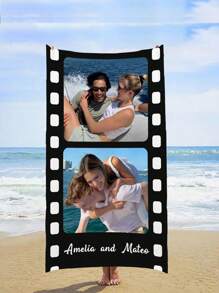 1 Customized Quick Dry Beach Towel, Comfortable Beach Towel, Fashionable Pool Towel, Customized Name, Customized Photo, Movie Theme, Cute, Fun, Lovely Yoga Mat, Beach Accessories, Perfect Gifts For Mother's Day, Birthday, Ren's Day, Father's Day, Graduation, Wedding, Housewarming, Bathroom, Living Room, Bedroom, Home Boy Valentine Heart Travel Essentials Travel Accessories Beach Essentials