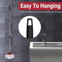 Adjustable 4-Section Stainless Steel Mop Handle With Ergonomic Grip – Extendable 30"-58" Replacement Handle For Easy Cleaning (Wine Red/Black/Blue/Green) - Black - View 8