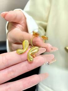 1 pieza Anillo de acero inoxidable chapado en oro de 18K con diseño multicapa de mariposa y ondas, regalo creativo ajustable