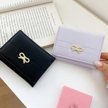 Wallets Girls Cute Bow Small Wallet Aesthetic Card Holder ID Window (Multi-Color Available) For Women Wallet Mini Wallet Purse Wallet Card Wallet - Multicolor - View 4