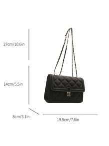 Fashion Solid Color Quilted Square Chain Shoulder Bag, Versatile Flap Banquet Evening Bag New Lightweight Handbag & Purse, Daily Commuting Messenger Bag For White Collar And Student, Casual Mobile Phone Coin Crossbody Bags
