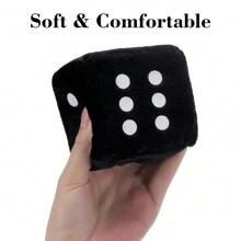 一对毛绒骰子汽车挂饰，红色带白点柔软毛绒骰子汽车装饰汽车后视镜挂饰配件