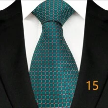 GOADAFOO Corbata de lujo de 8 cm para hombre, con rayas verdes, floral sólido, corbata de cuello tejida jacquard para hombre, novio, negocios, boda, fiesta