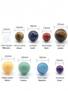 1set Nine Natural Crystal Gemstones - Solar System Planet Ornaments - Home Decor Gift Ore Specimen Energy Stone Set Collectible Gift Birthday Gifts Graduation