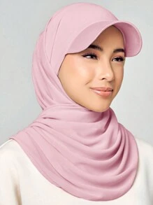 1 件女士中东阿拉伯纯色经典时尚休闲百搭棒球头巾帽，棒球帽头巾帽，适合夏季和秋季防晒