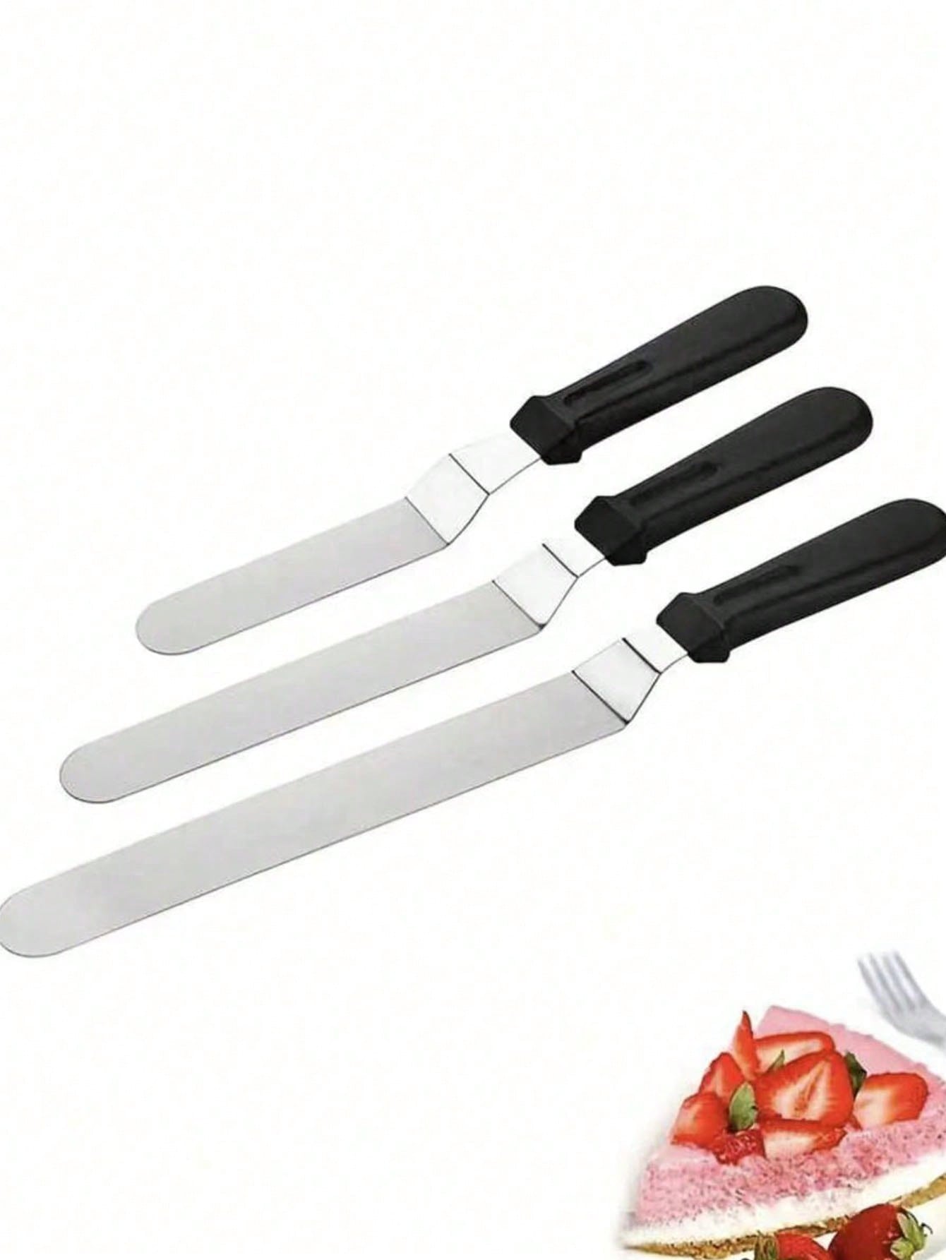 مجموعة أدوات تنعيم وتحديد الكيك 3 قطع من الفولاذ ا...