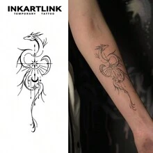 INKARTLINK Innovative Tattoo Technology - Semi-Permanent Tattoo, Dragon Design, Realistic Tattoo, Heart-Stirring Tattoo, Temporary Tattoo, Waterproof, Authentic Tattoo Look, Niche Design Tattoo, Fruit Juice Tattoo, Botanical Tattoo - Black - View 1