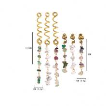 6 stuks natuurstenen hanger spiraal slangvormige haarspoel dreadlock kralen met haak boho