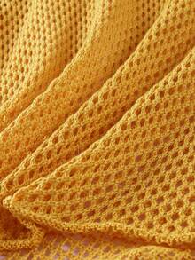 性感针织镂空 V 领连帽长袖海滩迷你连衣裙 2025 年夏季女士休闲泳衣罩衫