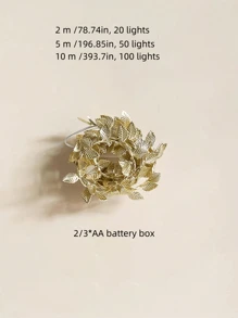 1 pièce - Guirlande lumineuse LED à feuilles simulées dorées, 2 mètres 20 lumières décorées avec des feuilles dorées simulées, parfait pour l'emballage cadeau, les cadeaux de nouvel an, les tables de dessert de mariage, la décoration de gâteaux, les fêtes d'anniversaire, la décoration de fête (pile électrique claire), les décorations d'Halloween, les décorations d'automne, les décorations de Noël