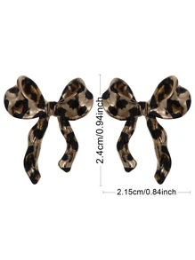 1 对复古创意打结蝴蝶结耳环，适合派对、度假、休闲、百搭 - 豹紋色 - 查看 5
