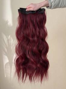 Set de 4 piezas de extensiones de cabello color vino tinto de 22 pulgadas, resistentes al calor, de fibra sintética de onda natural de agua, para mujeres y niñas, para uso diario y fiestas