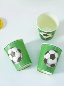 10/25 Stück Einweg-Papierbechermit grünem Fußball-Design, Fußballthemen-Papierbecher, für kalte Getränke und Kaffee geeignet, passend für Geburtstagsparty, Familientreffen, Picknick, Partydekorationen