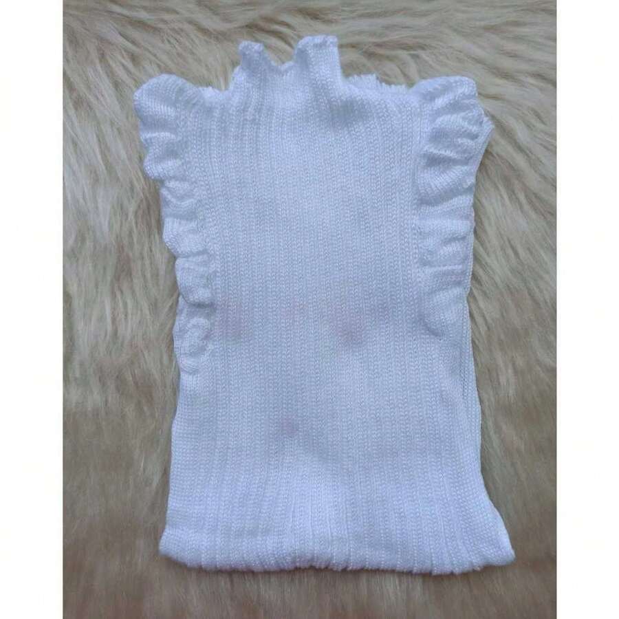 Women's Blouse Garrafinha / Ribbed Knit / Ruffle / Modal Women's Blouse - White - View 1