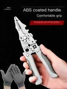 1 pezzo Set di pinze per elettricisti di grado industriale da 21,59 cm, comprensivo di guanti da lavoro anti-taglio, spelafili multifunzione, tagliacavi e spelafili in acciaio inossidabile per cablaggio, taglio, spelatura, crimpatura, presa, torsione, leva su strutture metalliche