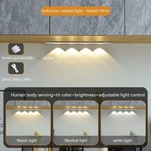 20cm/30cm/40cm/50cm LED Cabinet Light With Motion Sensor And 3-Color Adjustable Light Strip, Suitable For Cabinets, Shoe Racks, Entryways, Essential For Kitchen, Bedroom, Wardrobe And Home - Multicolor - View 12