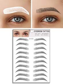 10 对眉毛临时纹身贴纸，防水防汗，逼真，牢固不易脱落，适合任何场合，可拆卸女士临时纹身，适合万圣节 - 黑色 - 查看 16