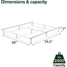 ZINUS 14 Inch Elias Metal Platform Bed Frame, Steel Support, No Box Spring Needed, Easy Assembly, Queen - White - View 2