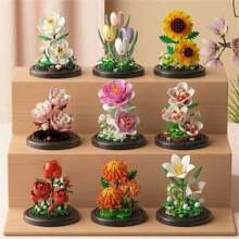 Eine Vielzahl von ABS Desktop Blumen Dekorationen Modell Bausätze, DIY Topfpflanzen, Geschenke für Freunde, Bildungsbausteine. Geschenke zum Schulbeginn, Eltern-Kind-Interaktion, Bürozeit. Geeignet für Tisch-, Raum- und Fensterbankdekoration, etc. Halloween/Weihnachten, stressabbauendes Spielzeug