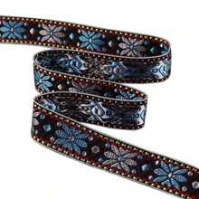 2.4cm Width Vintage Colorful Geometric Jacquard Embroidered Ribbon For Sewing Accessories Gift Wrapping DIY Crafting