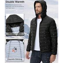 Men's Puffer Jacket Lightweight Packable Puffy Jacket Coat Winter Outdoor Ski Hiking Outerwear - màu đen - Xem 4