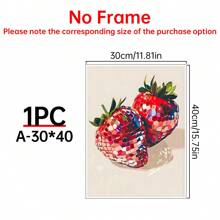 1PC Disco Strawberries Art Print | Wall Art Poster | Glam Disco Ball Red Strawberries | Preppy | | Dorm Room | Valentine Art | Posters For Living Room, Bed Room,Canvas - Multicolor - View 11