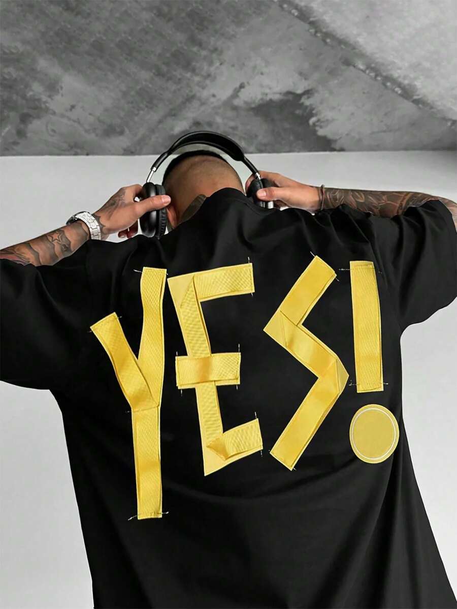 Men's Letter Printed Round Neck Short Sleeve T-Shirt Top