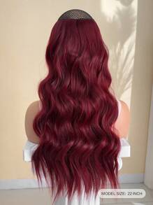 Set de 4 piezas de extensiones de cabello color vino tinto de 22 pulgadas, resistentes al calor, de fibra sintética de onda natural de agua, para mujeres y niñas, para uso diario y fiestas